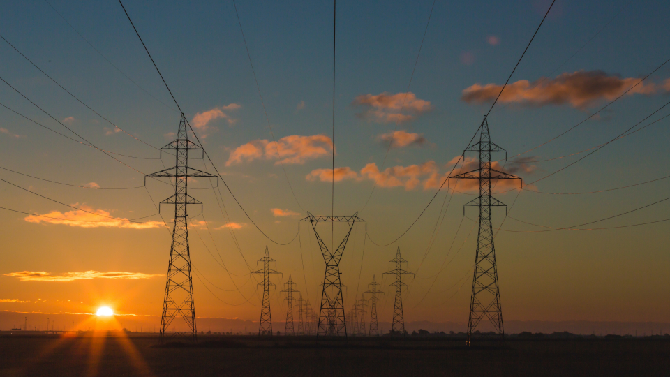 pylons in sunset