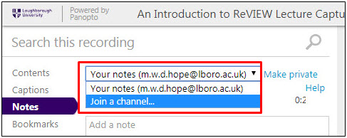 Joining a channel to share notes
