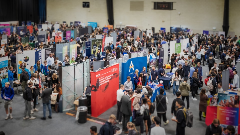 Overhead view of lots of people at the 2022 Careers fair