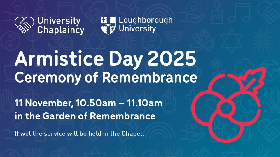 A event poster with the title 'Armistice Day 2025 Ceremony of Remembrance' and a sub heading '11 November, 10.50am - 11.10am in the Garden of Remembrance'. Next to the heading is an outline of a red poppy.
