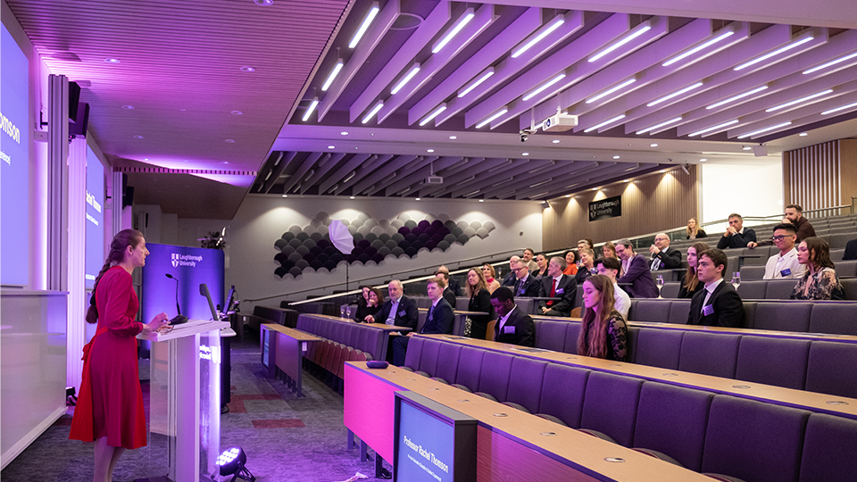 photo of Professor Rachel Thomson speaking to the Scholars and staff members in a lecture theatre