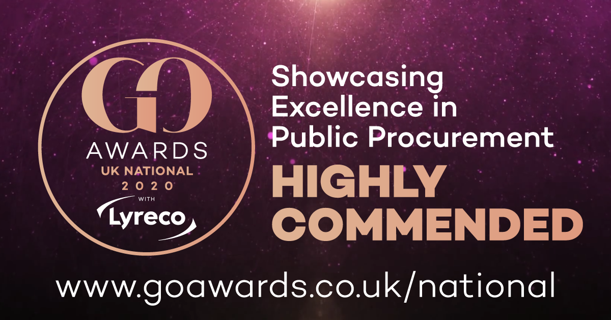 Certificate logo from GO Awards that says 'Highly Commended'