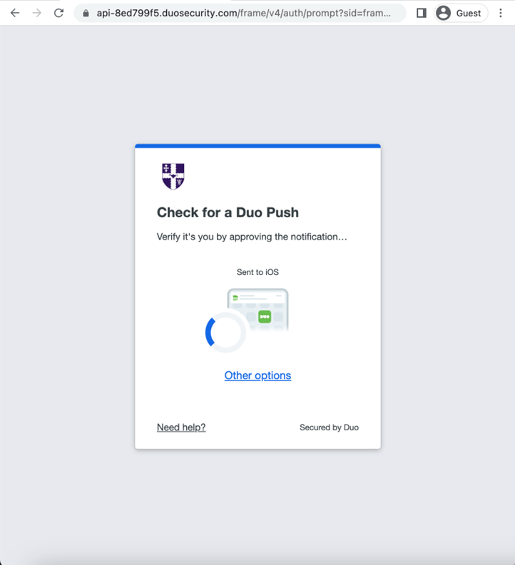 Screenshot of multi-factor authentication Universal prompt 