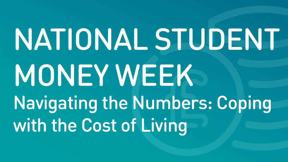 National Student Money Week asset: blue background with 'National Student Money Week' written in white text