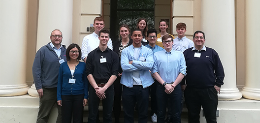photo of students and academics outside the RAEng HQ in London