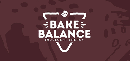 logo for Bake Balance - white text with a brown background