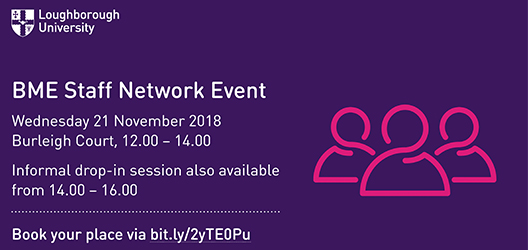 Digital poster to promote the Black and Minority Ethnic Staff Network - text with purple background 