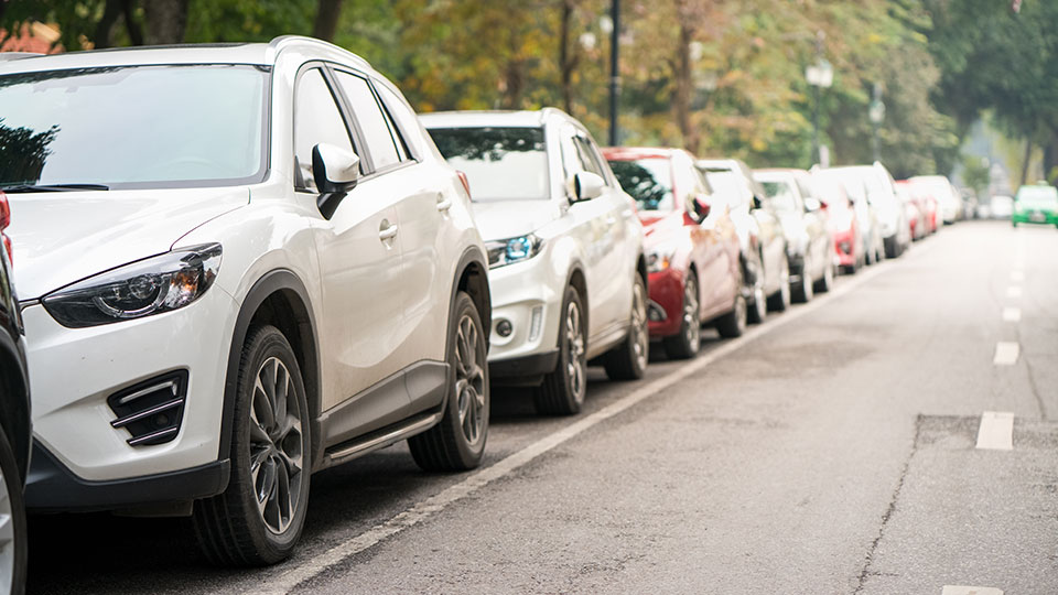 Cars parked on street