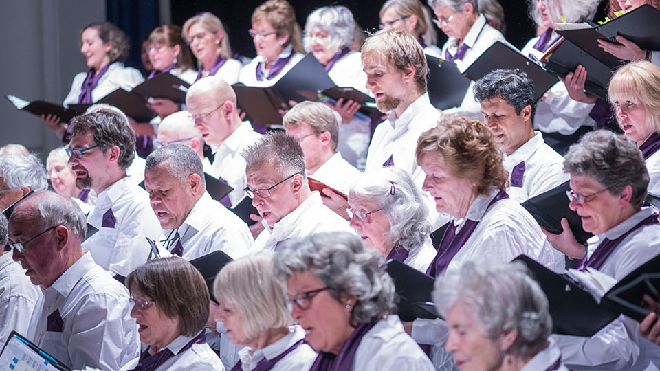 University choir singing