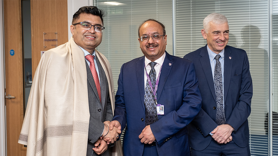 Dr Shashank Vikram, the Consul General of India, Professor Bala Vaidhyanathan, and Professor Chris Reilly (Dean of AACME)