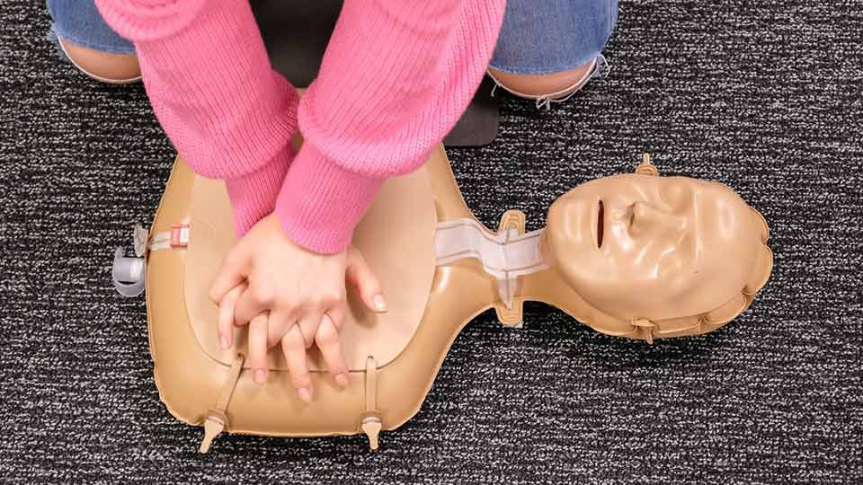 Pictured CPR practice doll. 