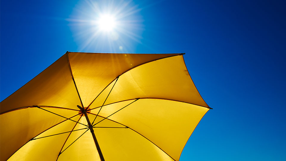 Beach umbrella in the sun