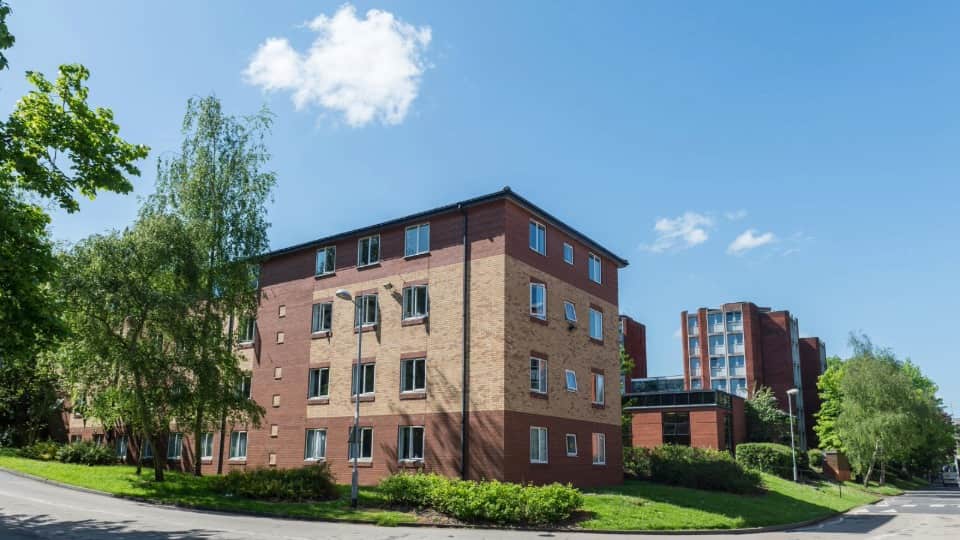 David Collett Hall on a clear summer's day