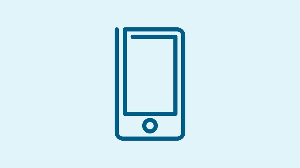 Icon of a smartphone on a blue background.