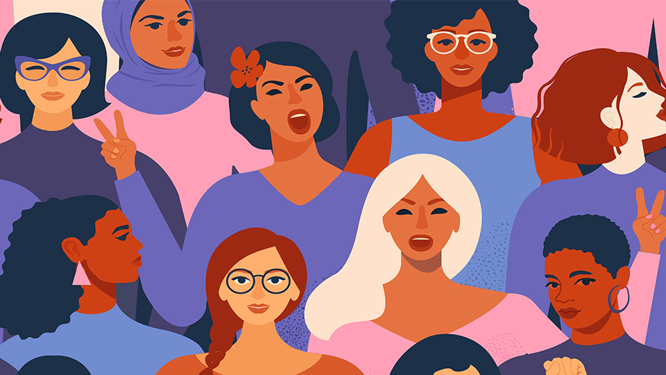 animated image of diverse women