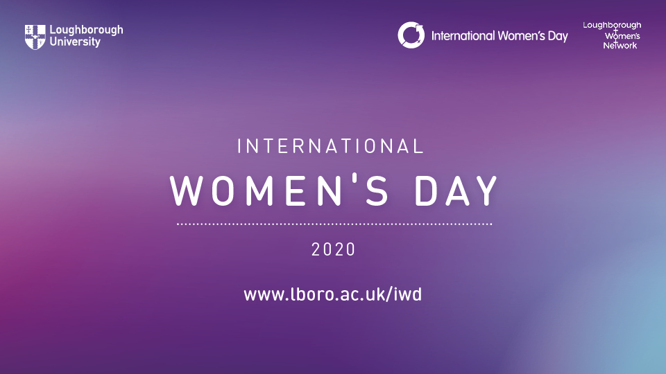 Purple gradient graphic with text that says: 'International Women's Day 2020' 