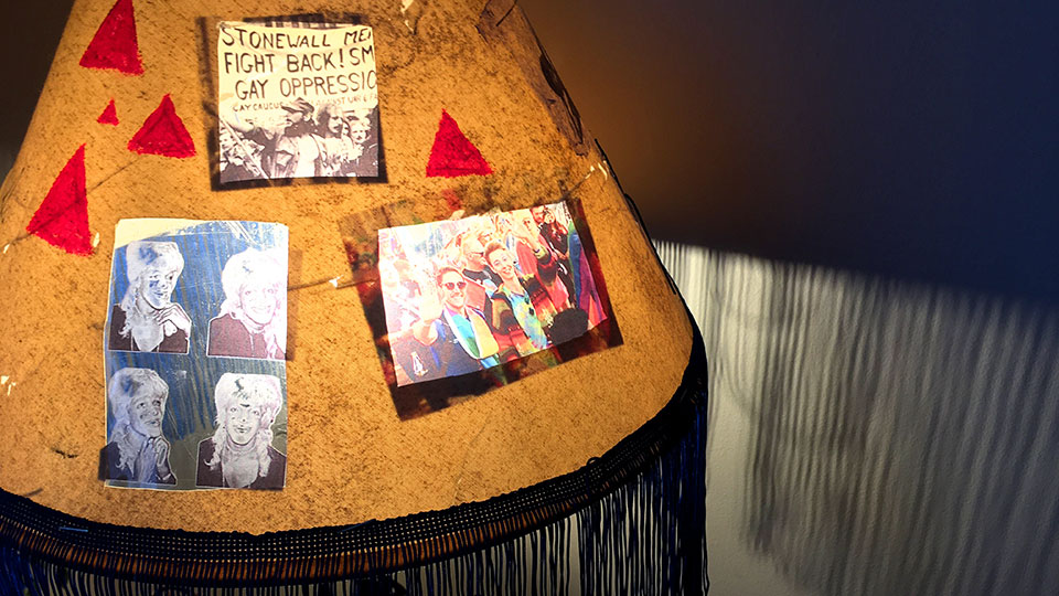 Lampshade decorated with photos 