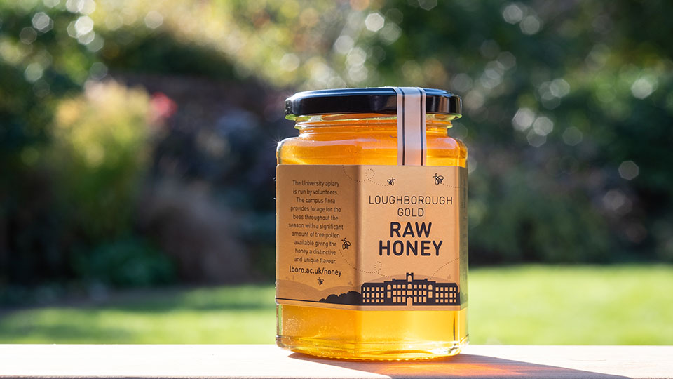 Photo of a jar of Loughborough Gold honey 