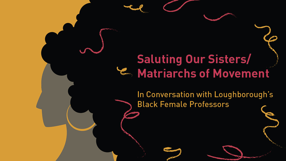 Illustration of the side profile of a Black woman on a golden background with the title of the event featured over the top