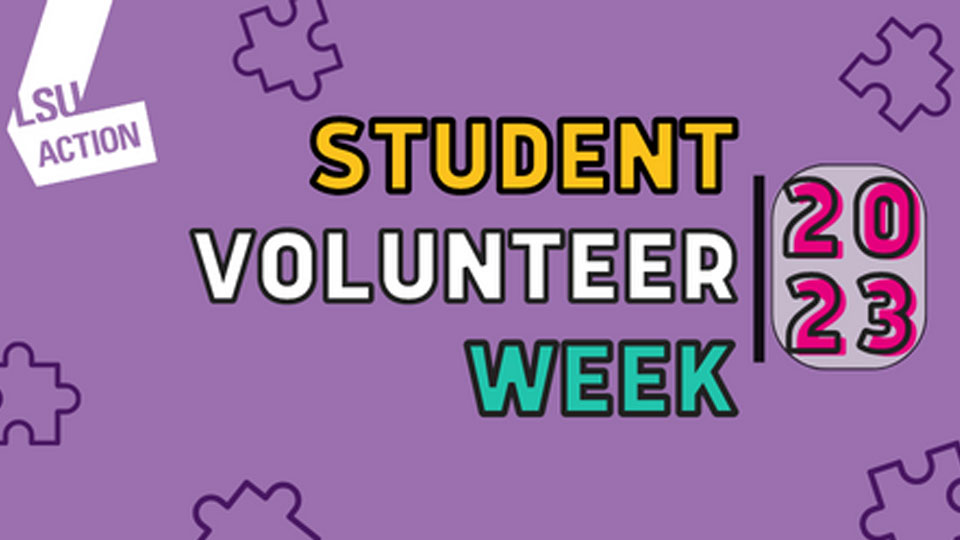 Student Volunteer Week written on purple background 