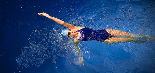Pictured is a swimmer in open water.