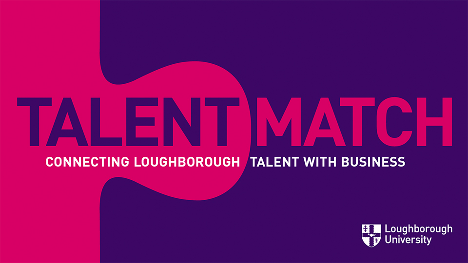Pink and purple banner with the words 'Talent Match' on