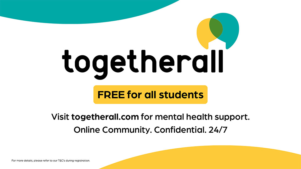 The Togetherall logo with a white, green and yellow background