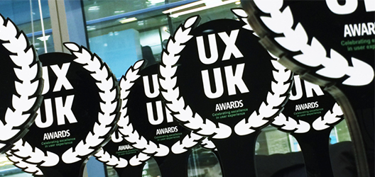 photo of UXUK award branded lollipop signs
