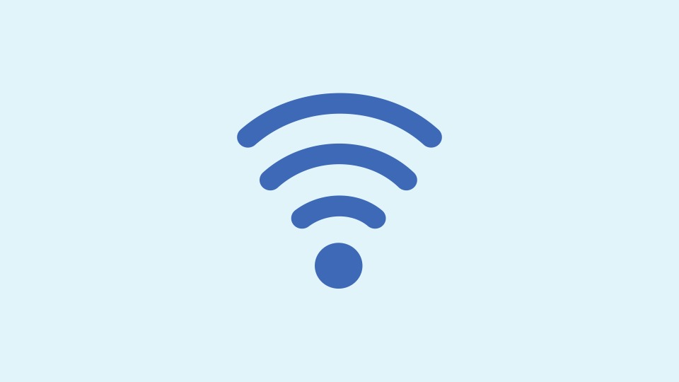 Pale blue background with a blue Wi-Fi icon in the centre.