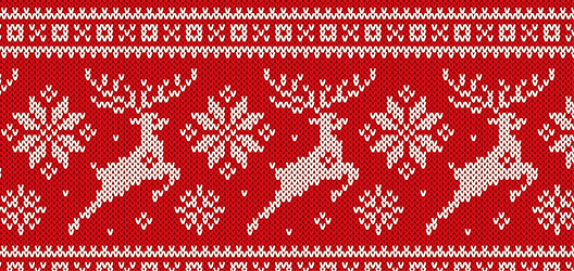 photo of a close up of Christmas jumper pattern in red and white with reindeer on 
