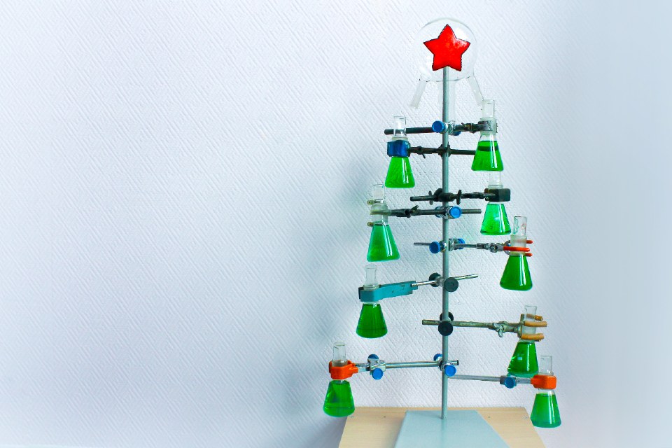 Christmas tree made of test tubes 