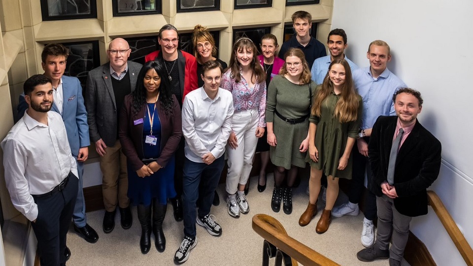 Pictured (left to right): Avesta Khaliqi, Marvin Randig, Prof Steven Christie, Prof Charlotte Croffie, Prof Claudia Eberlein, Tanja Döller, Xaver Boxhammer, Tabea Marie Zorn, Prof Rachel Thomson, Lisa Marie Scholten, Carl Eberlein, Sinan Yilmaz, Anna-Maria Mamok, Thore Nitz, Dr Ali Bilgiç.