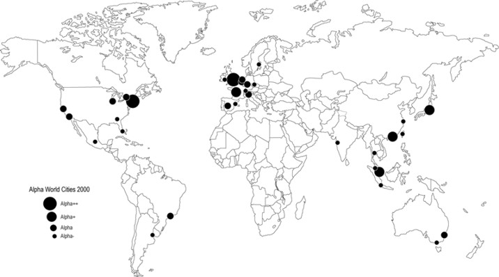 Map of Alpha World Cities 2000