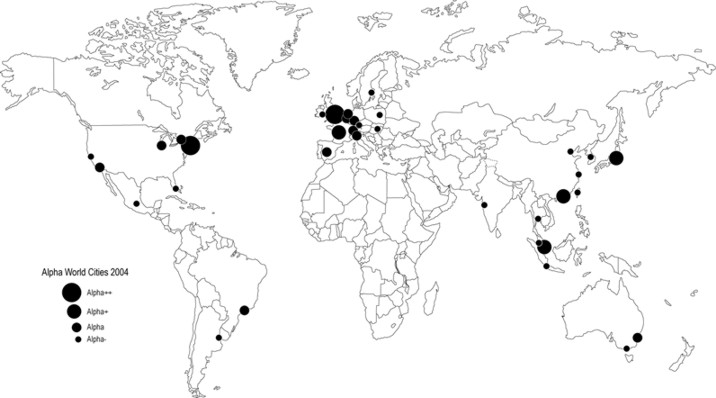 Map of Alpha World Cities 2004